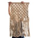  Extra Large Ivory Fringe Hand Knotted Macrame Wall Hanging | 24" x 35"