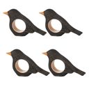 Pack of 4 Crow Napkin Ring | Wooden Sculpted Black Bird Serviette Ring Table Napkin Holder | 4" x 2.75"