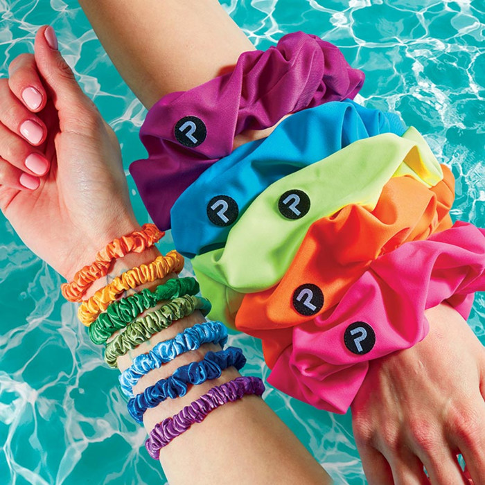 4 Pack Satin Hair Tie Pack in Navy / Purple / Lilac / Sky Blue | Poly Satin Scrunchies Hair Accessory