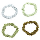 4 Pack Satin Hair Tie Pack in Olive / Sage / Mint / Camo  Spa Stocking Stuffers Under $15