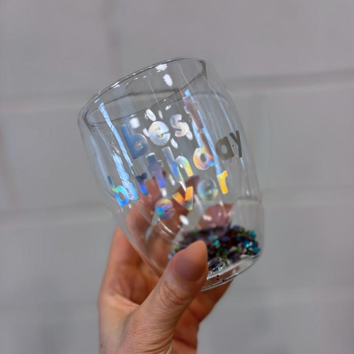 Best Birthday Ever Double-Wall Stemless Glass | With Sequins Inside