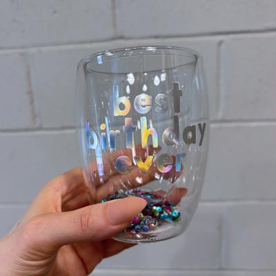 Best Birthday Ever Double-Wall Stemless Glass | With Sequins Inside