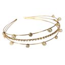 Gold Three Strand Jeweled Headband Tiara | Party or Bridal Hair Accessory [Available in Gold or Silver]