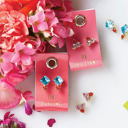 Oh Darling Blue and Coral Gemstone Earrings | Leather Tag