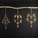  Set of 2 Hanging Crosses Metal Wall Décor, 25" L x 13" W, Gold Crosses