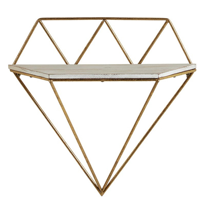 Floating Metal Wall Shelf, Gold Frame Minimalist Decor