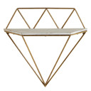 Diamond Floating Metal Wall Shelf, Gold Frame Minimalist Decor