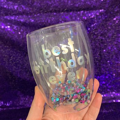 Best Birthday Ever Double-Wall Stemless Glass | With Sequins Inside