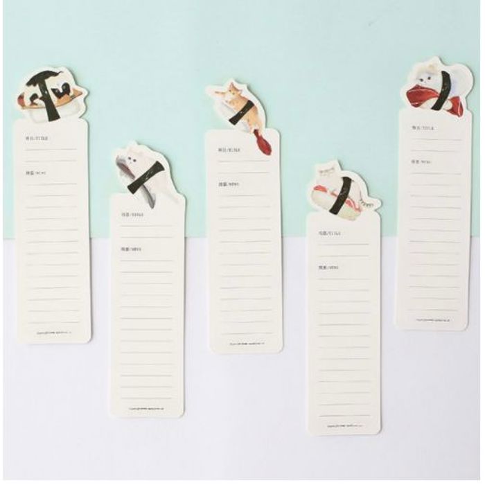 30-Pack Sushi Cat Paper Bookmarks | Cat Lover Gifts