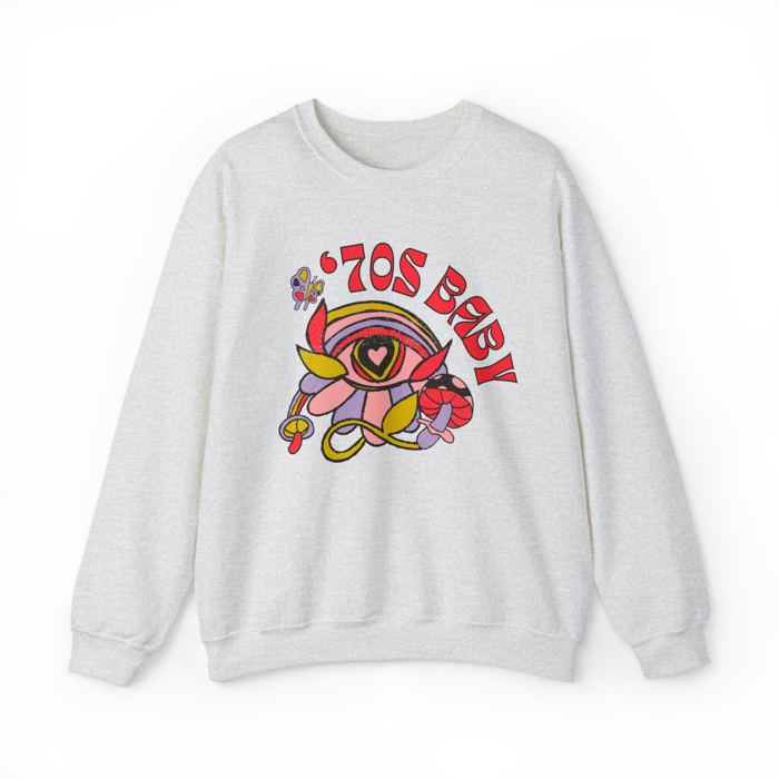 70's Baby Retro Unisex Heavy Blend™ Crewneck Sweatshirt | Retro 70s Pullover Top - Gen X Boomer Funny Shirt 