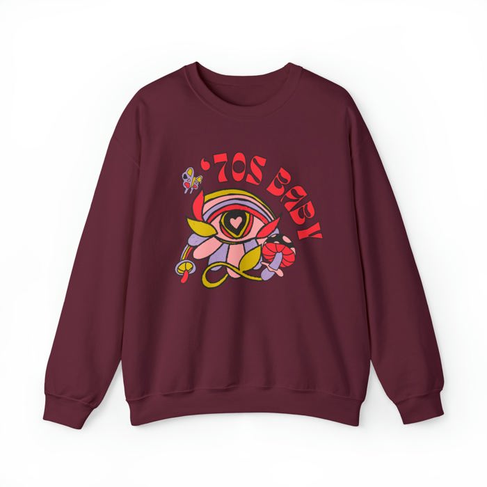 70's Baby Retro Unisex Heavy Blend™ Crewneck Sweatshirt | Retro 70s Pullover Top - Gen X Boomer Funny Shirt 