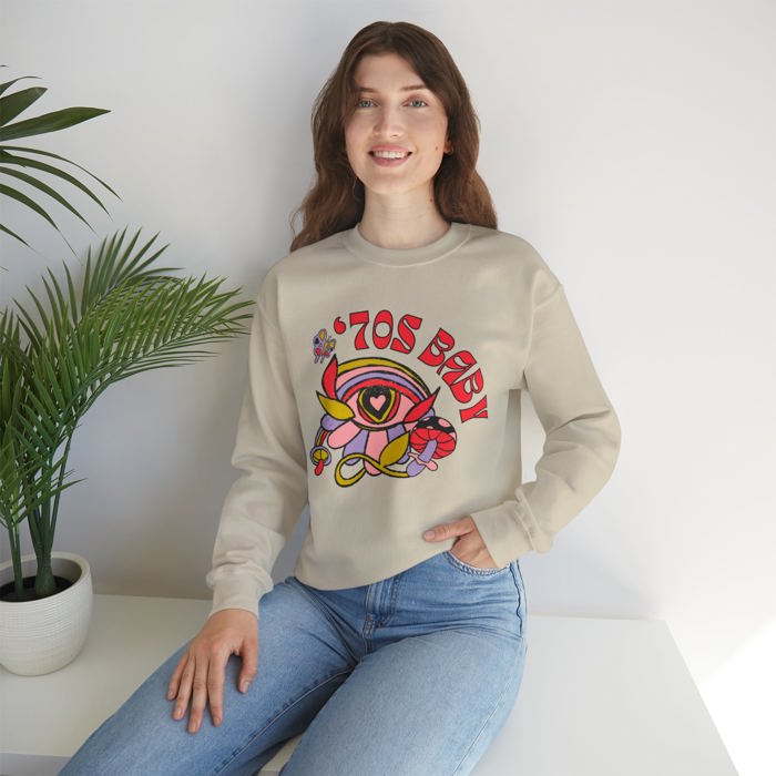 70's Baby Retro Unisex Heavy Blend™ Crewneck Sweatshirt | Retro 70s Pullover Top - Gen X Boomer Funny Shirt 