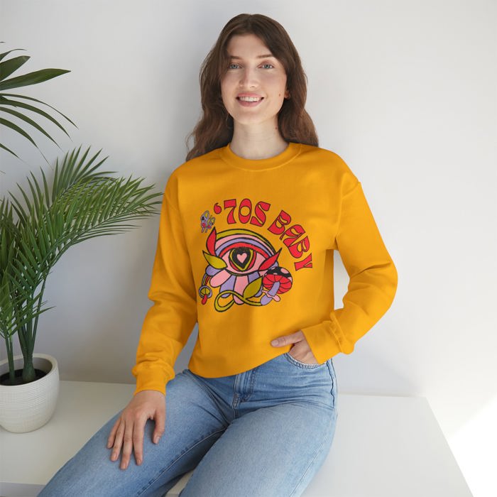 70's Baby Retro Unisex Heavy Blend™ Crewneck Sweatshirt | Retro 70s Pullover Top - Gen X Boomer Funny Shirt 