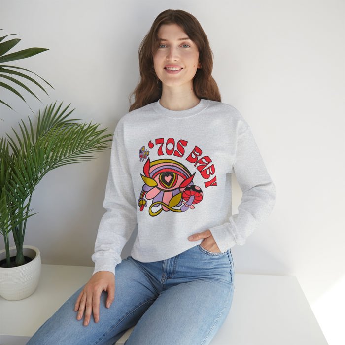 70's Baby Retro Unisex Heavy Blend™ Crewneck Sweatshirt | Retro 70s Pullover Top - Gen X Boomer Funny Shirt 