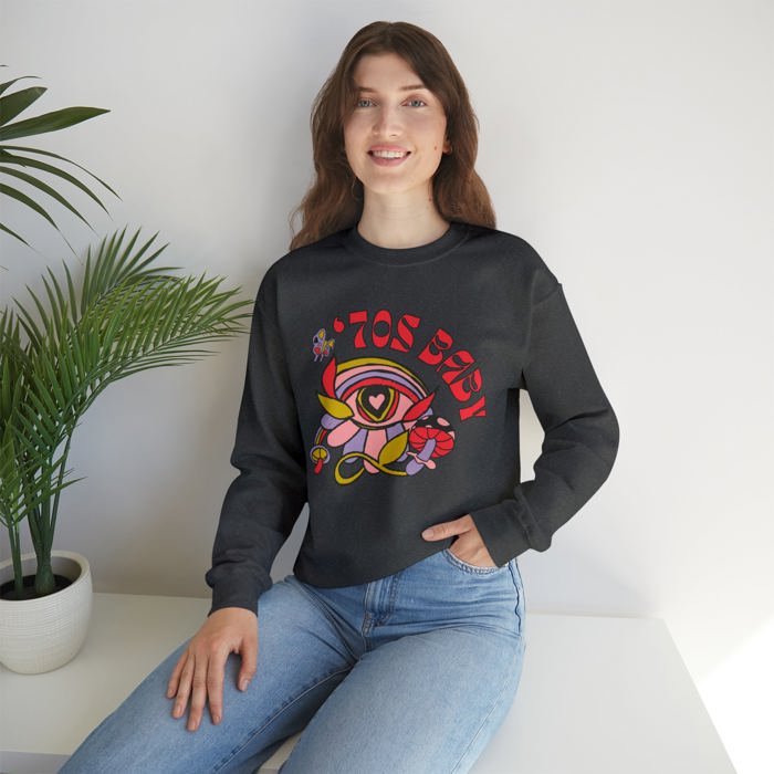 70's Baby Retro Unisex Heavy Blend™ Crewneck Sweatshirt | Retro 70s Pullover Top - Gen X Boomer Funny Shirt 