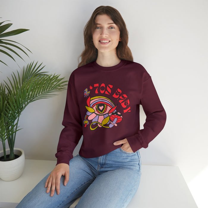 70's Baby Retro Unisex Heavy Blend™ Crewneck Sweatshirt | Retro 70s Pullover Top - Gen X Boomer Funny Shirt 