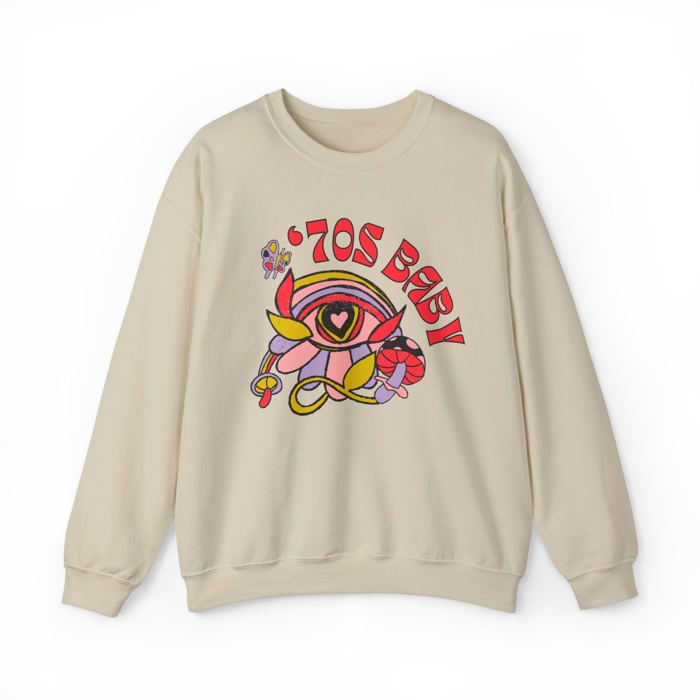 70's Baby Retro Unisex Heavy Blend™ Crewneck Sweatshirt | Retro 70s Pullover Top - Gen X Boomer Funny Shirt 