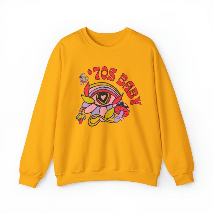 70's Baby Retro Unisex Heavy Blend™ Crewneck Sweatshirt | Retro 70s Pullover Top - Gen X Boomer Funny Shirt 