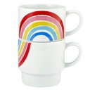 70s Rainbow Stacking Mug Set of 2 | Vintage Style GIftable 14 oz Mugs in Painted Ceramic Jane Exclusive Mother's Day Gift Extravaganza