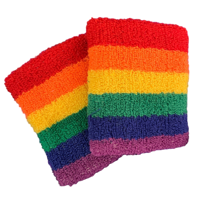 '80s Style Rainbow Wristbands | Absorbent Stretch Exercise Cuffs