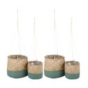  Set of 4 Seagrass Hanging Basket Set, Medium, Green & Natural
