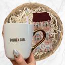  Gift Basket Golden Girl Coffee Mug | 3 Gift Items in a Reusable Basket - 50th birthday, Mothers Day, gifts for moms