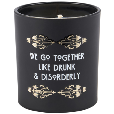 Gin Scented Art Deco Soy Candle | We Go Together Like Drunk And Disorderly Jar Candle | Gold Accents Matte Black Glass | 35hrs Burn Time