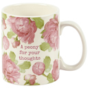  A Peony For Your Thoughts Pink Peonies Mug | Flower Stoneware Coffee Tea Cup | 20 oz