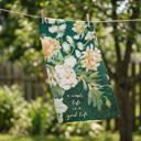  A Simple Life is a Good Life Kitchen Towel | Floral Cotton Hand Tea Dish Cloth | 18" x 28"