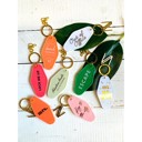  Adventure Awaits Let's Go Glamping Motel Style Keychain in Light Green with Gold Hardware