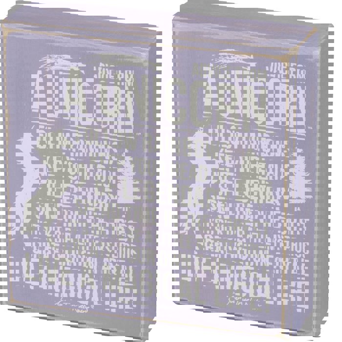 Advice From Unicorn Wooden Box Sign | Purple with White Lettering 6" x 6"