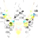  Aggressively Springy Statement Necklace in Happy Yellow, Pink, Blue and Gold