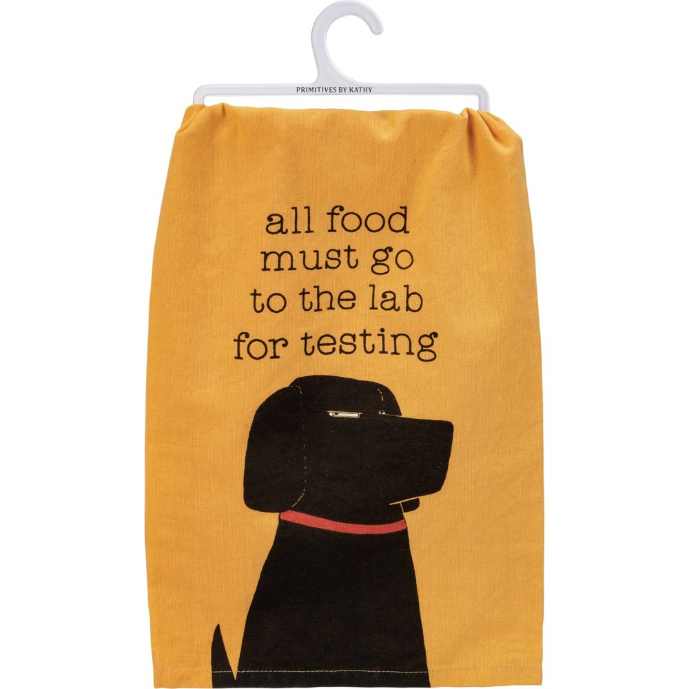 All Food Must Go To The Lab For Testing Dog Dish Cloth Towel Black Lab Labrador Retriever Funny Quote Gift