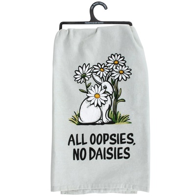 All Oopsies No Daisies Kitchen Towel | Cotton Hand Tea Dish Cloth | 28" x 28"