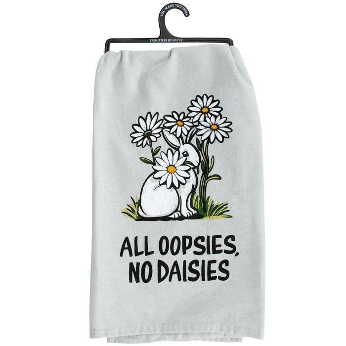 All Oopsies No Daisies Kitchen Towel | Cotton Hand Tea Dish Cloth | 28" x 28"
