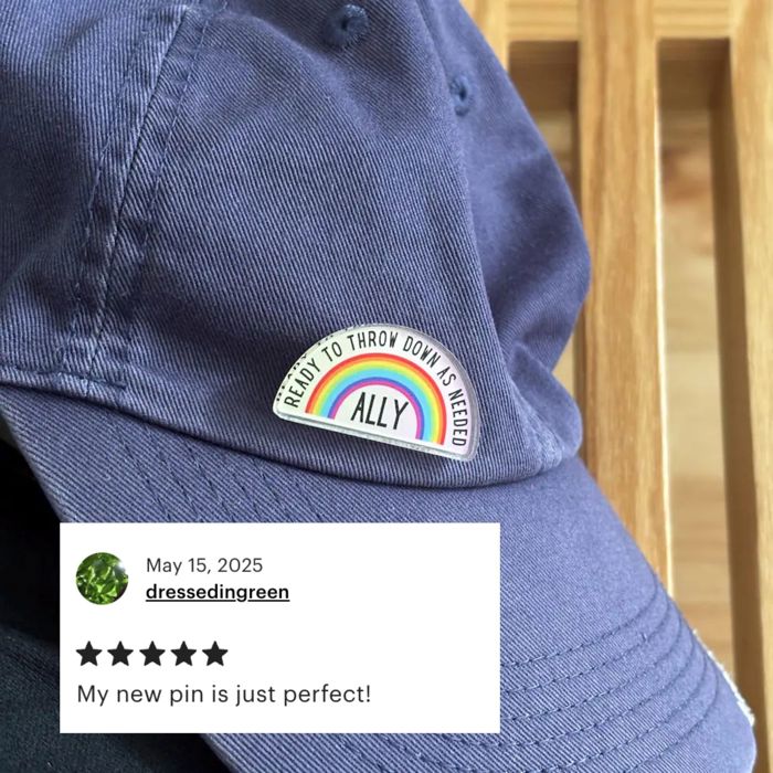 Ally Ready to Throw Down LGBTQ Rainbow Acrylic Lapel Pin Brooch