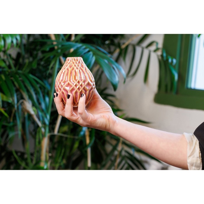 Amber Decorative Vase | Small Modern Accent Vase | 4.33" Tall