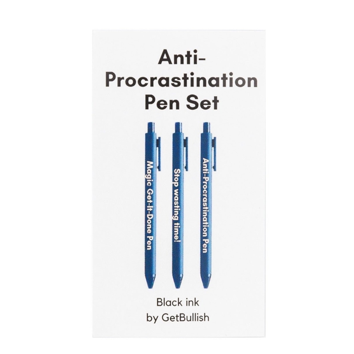 Anti-Procrastination Pen Set 💡 | Gel Click Pen Gift Set | 3 Pens in Navy
