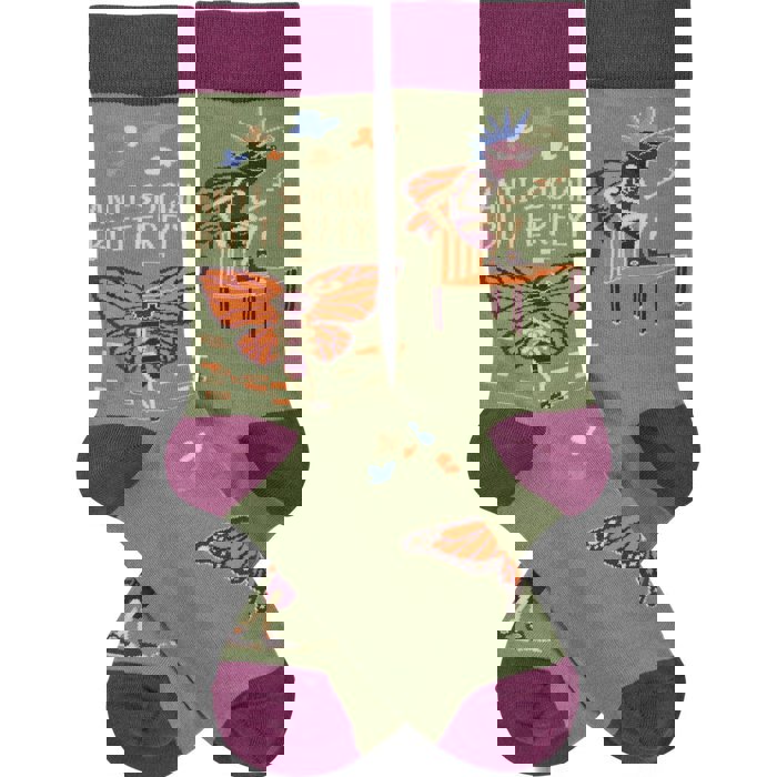 Anti-Social Butterfly Funny Socks in Purple | Unisex
