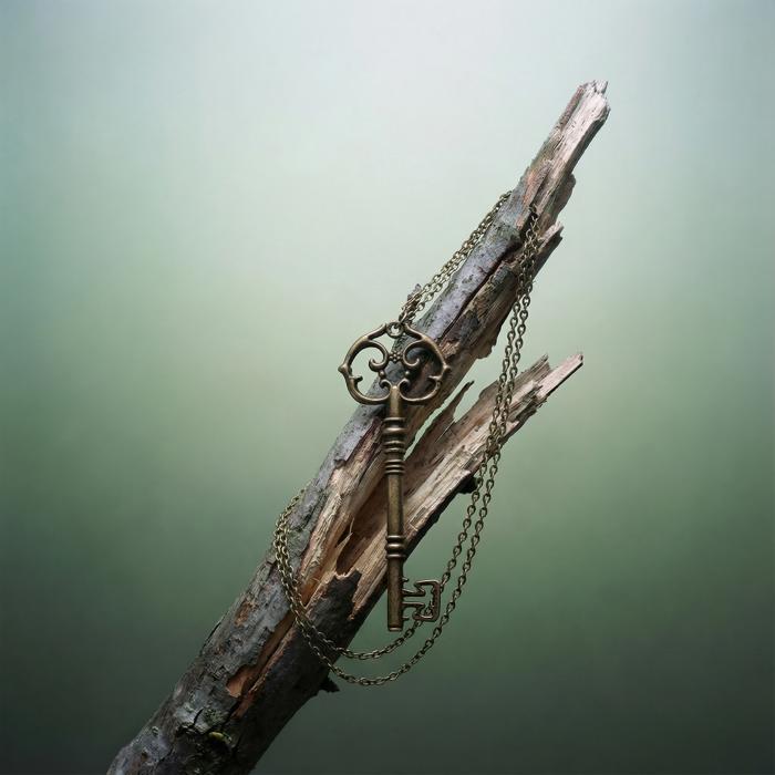 Antique Key Pendant Necklace | Aged Brass Tone or Silver | Book Lover Bibliophile Vintage Gifts