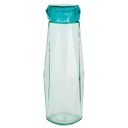  Glass Gem Water Bottle in Aqua Blue | 16 oz | Faceted Glass Diamond Shape