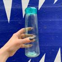  Glass Gem Water Bottle in Aqua Blue | 16 oz | Faceted Glass Diamond Shape