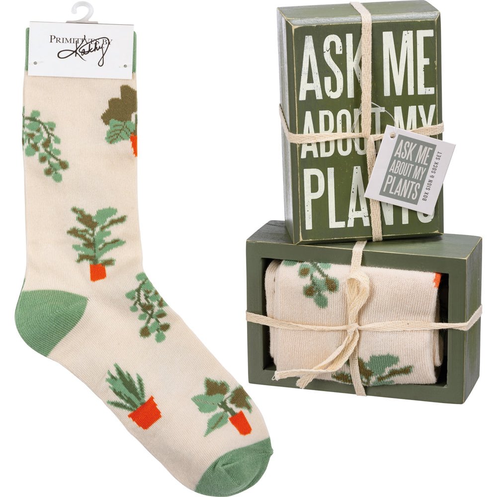 Wooden Box Sign And Socks Giftable Sets