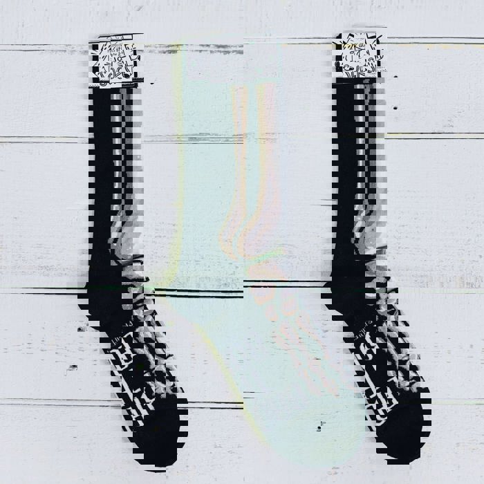 Bad To The Bone Socks in Skeleton Leg Designs  | Fun Halloween Themed Novelty Socks