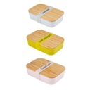 One of Each Color 1 Blue 1 Yellow 1 Pink Bamboo Bento Lunch Boxes in 3 Pretty Colors