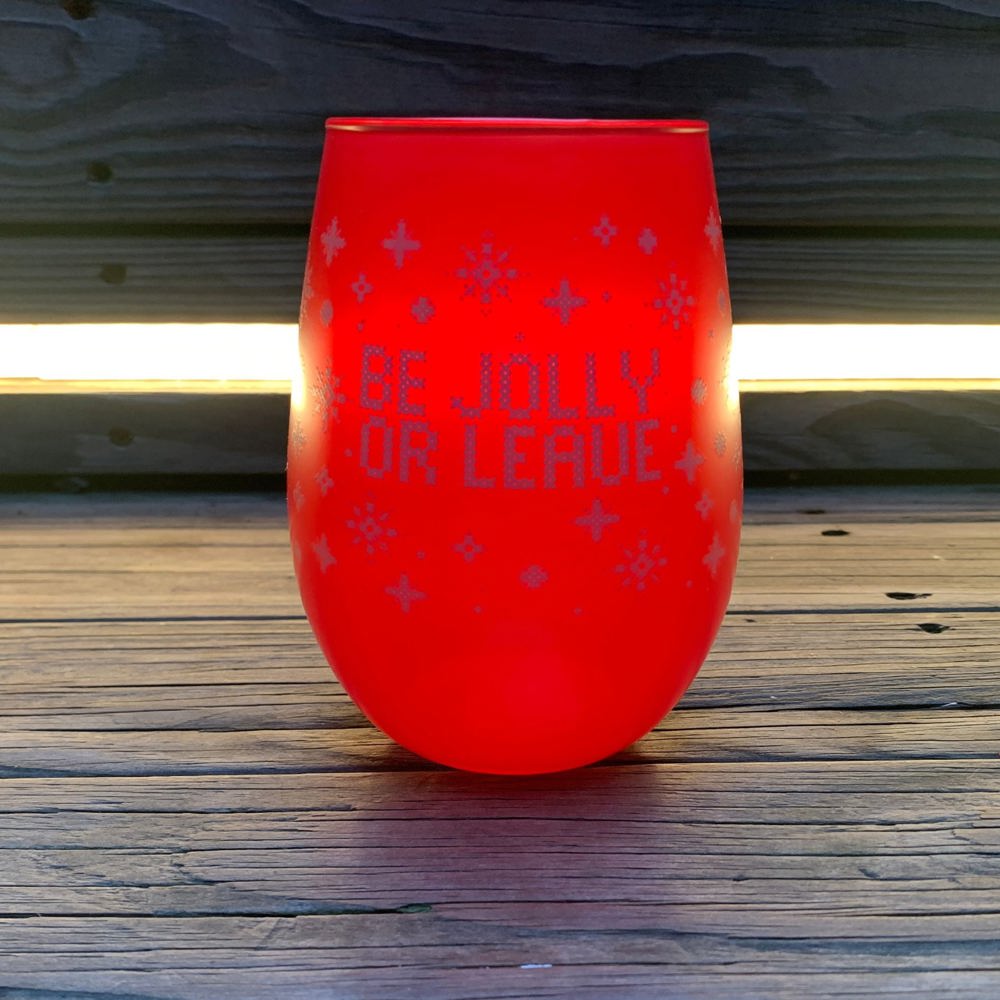 Be Jolly or Leave Stemless Christmas Wine Glass in Red | Holiday Drinkware 20 Oz