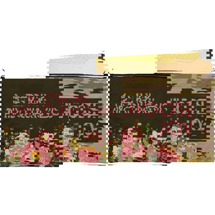 Be Strong And Courageous Zipper Folder | Double-sided Camo Pouch | 14.25" x 10"