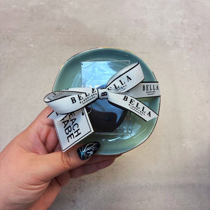 Beach Babe Sage Green Ceramic Tray with Makeup Sponge Gift Set | Cosmetic Giftable Beauty Tools Set