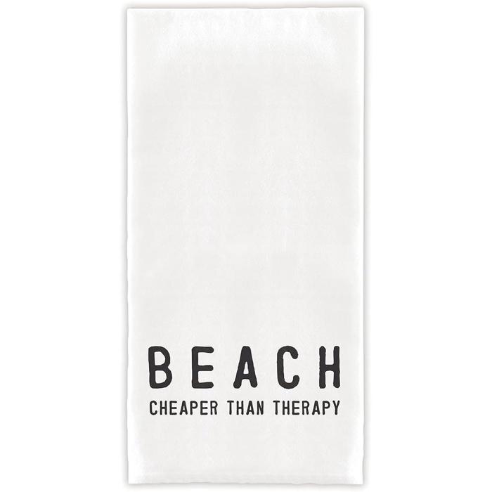 Beach Cheaper Than Therapy Tea Towel | Ultra Absorbent Kitchen Dish Cloth | 30'' sq