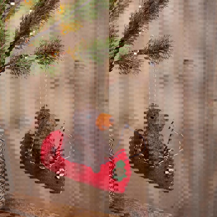 Bear in Canoe Critter Ornament Decor | Nature Love Home Accent